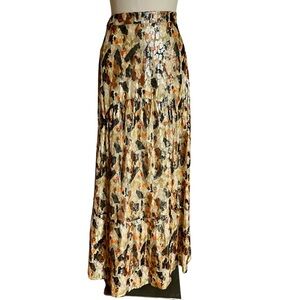 BA&SH Long Silk Skirt, size 1-US 4,  Parisian style, glitter accents, neutrals